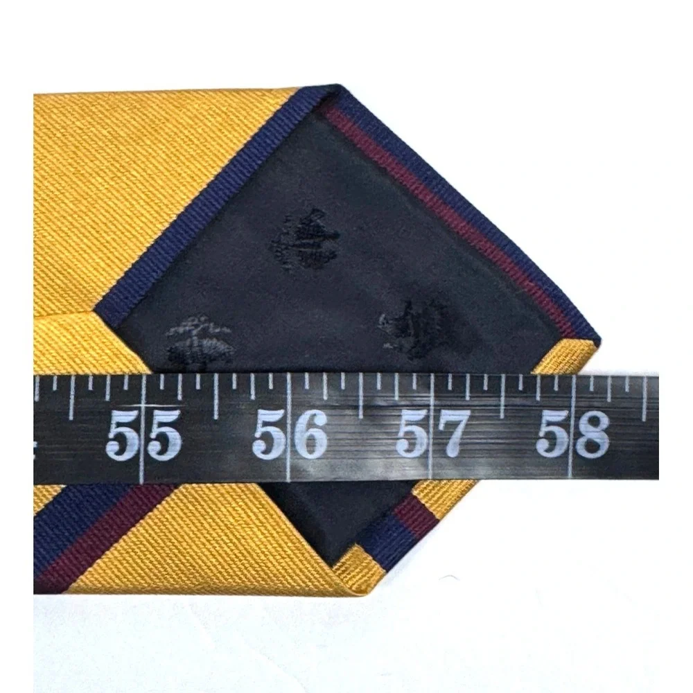 Brooks Brothers Makers Silk Repp Tie Gold Blue Burgundy Striped Made‎ in USA